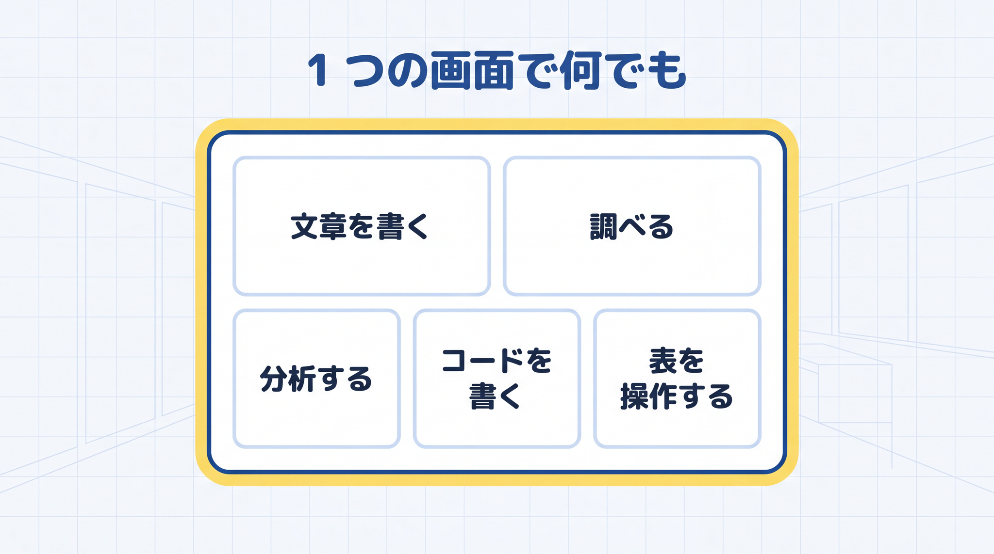 ChatGPT は書く・調べる・分析する・コード・表計算・画像生成のすべてを 1 つの画面で扱う
